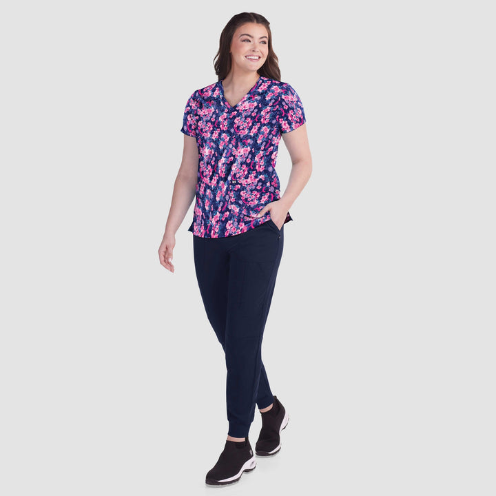 Womens Printed Scrub Top - Sweet Blossom - XXS | XS