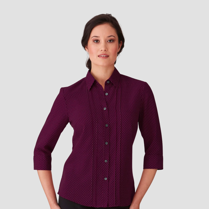 2172 - Womens City Collection Spot 3/4 Sleeve Top