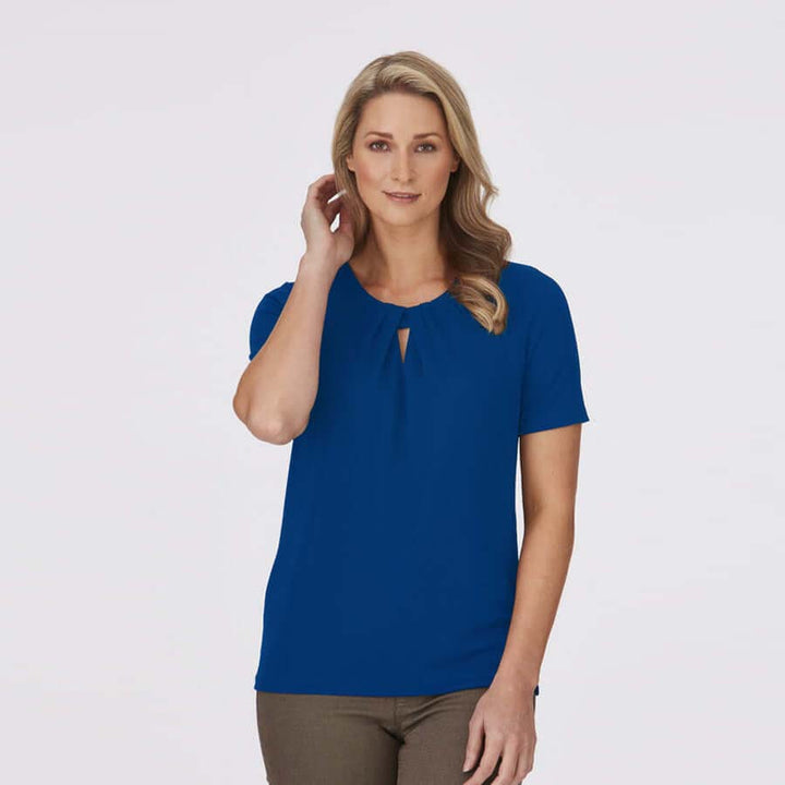 2295 - Womens City Collection Keyhole Short Sleeve Top