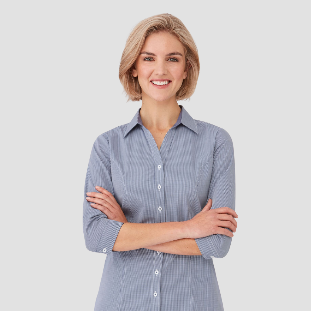 2444 - Womens City Collection Pippa Check 3/4 Sleeve Top