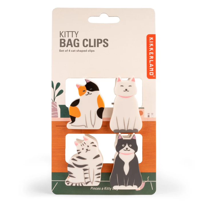 Kikkerland Kitty Bag Clips 4pcs Set Multi-Coloured