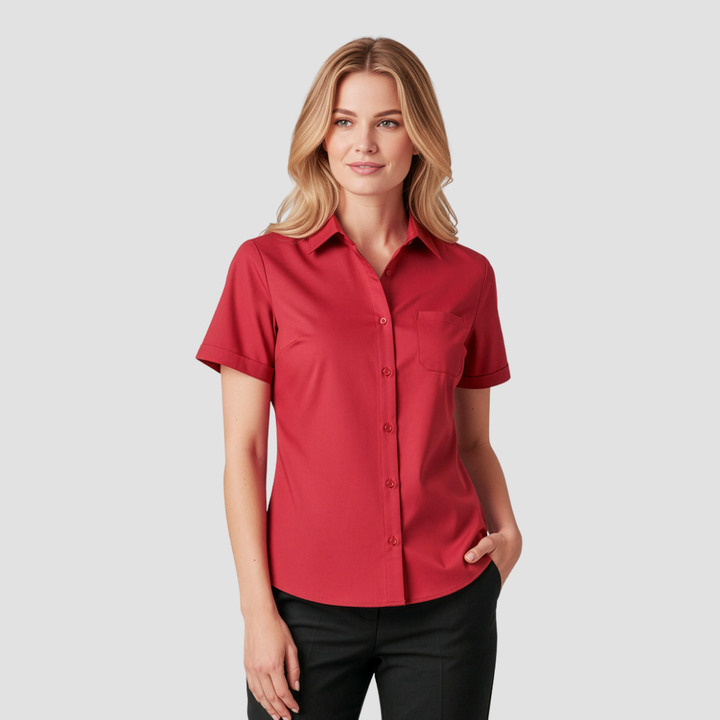 CS947LS - Womens Fashion Biz Florence Plain Short Sleeve Shirt