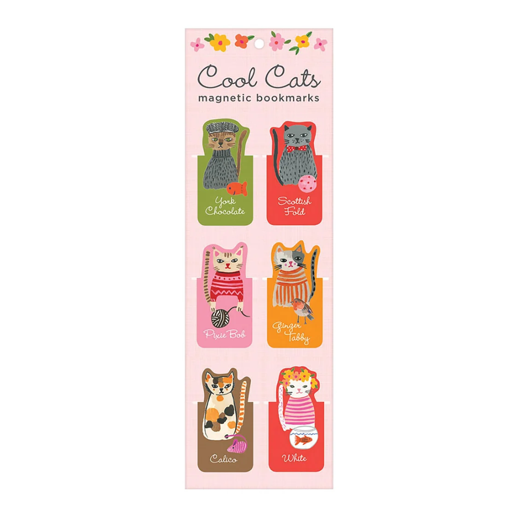 Galison Cool Cats Magnetic Bookmarks 6pcs Set Multi-Coloured
