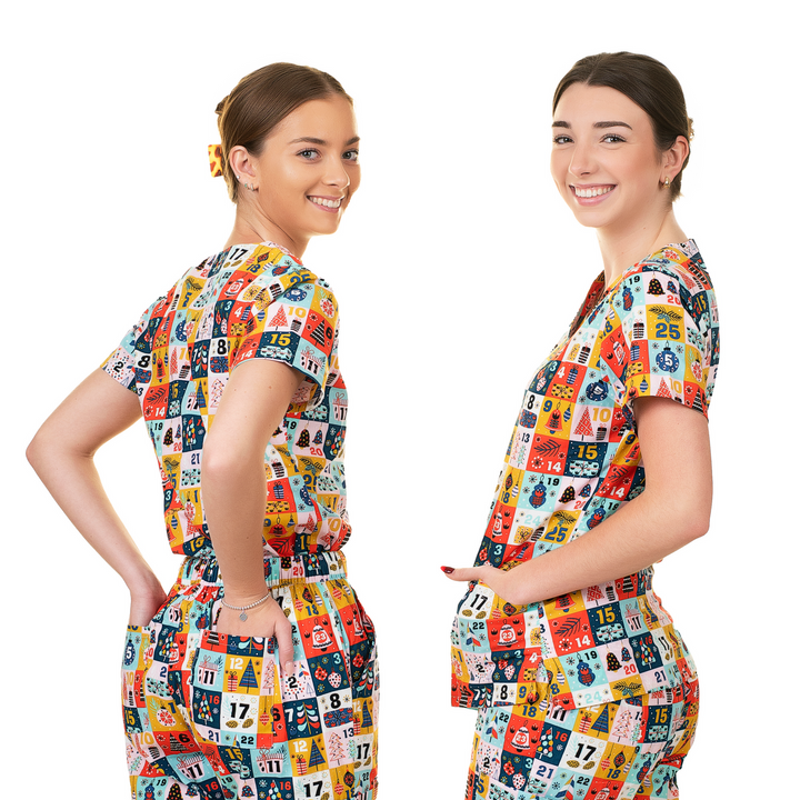 Shiftready Christmas Scrub Top - Advent Calendar
