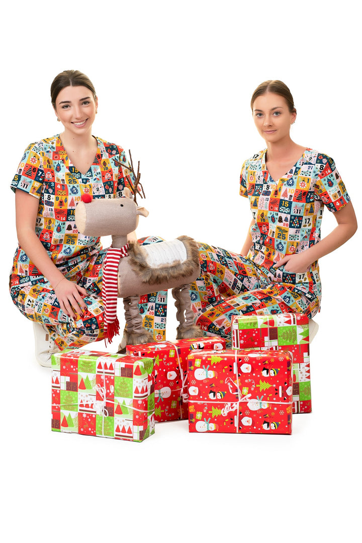 Shiftready Christmas Scrub Top - Advent Calendar