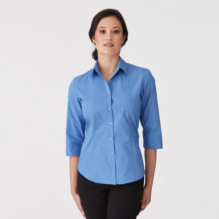2121 - Womens City Collection Micro Check 3/4 sleeve shirt