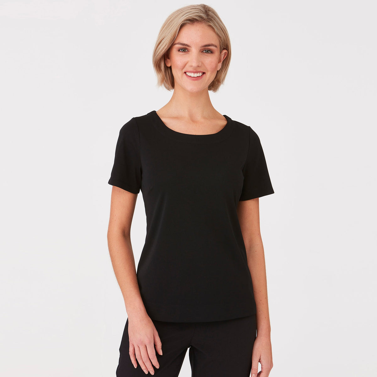 2291 - Womens City Collection Smart Knit Short Sleeve Top - WHOLESALE
