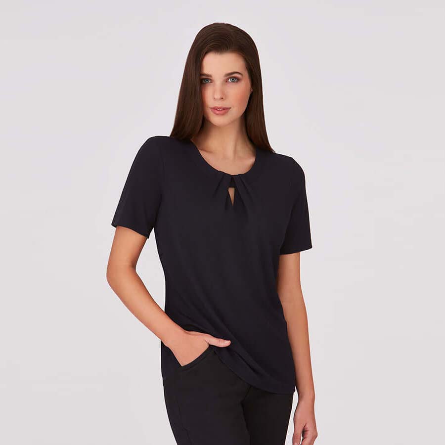 2295 - Womens City Collection Keyhole Short Sleeve Top