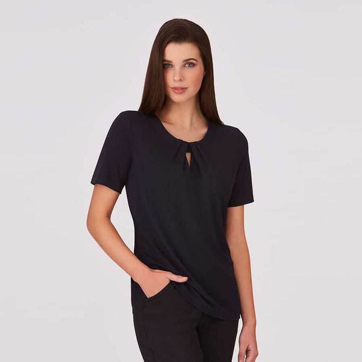 2295 - Womens City Collection Keyhole Short Sleeve Top