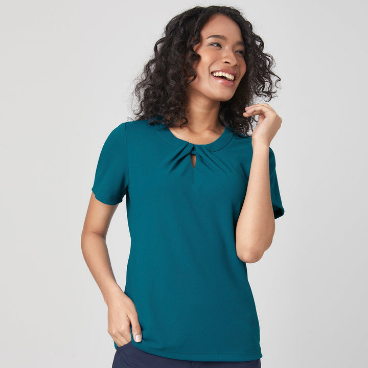 2295 - Womens City Collection Keyhole Short Sleeve Top