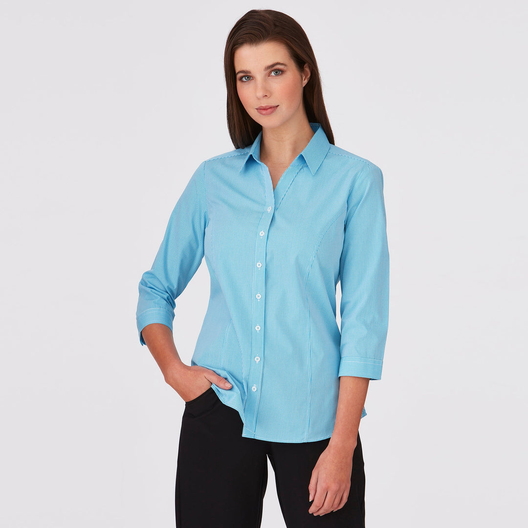 2444 - Womens City Collection Pippa Check 3/4 Sleeve Top