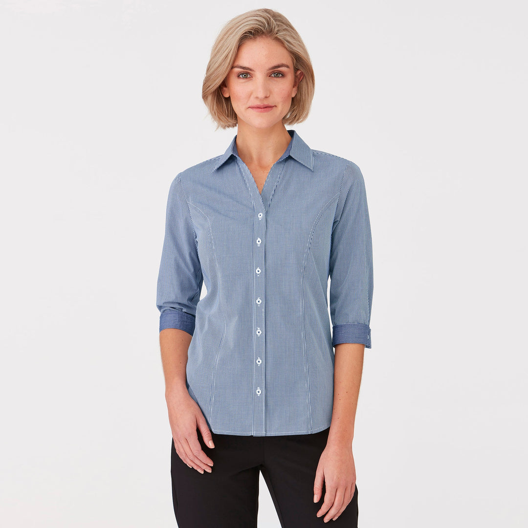 2444 - Womens City Collection Pippa Check 3/4 Sleeve Top