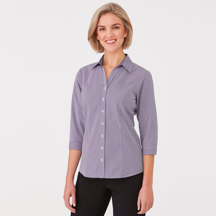 2444 - Womens City Collection Pippa Check 3/4 Sleeve Top