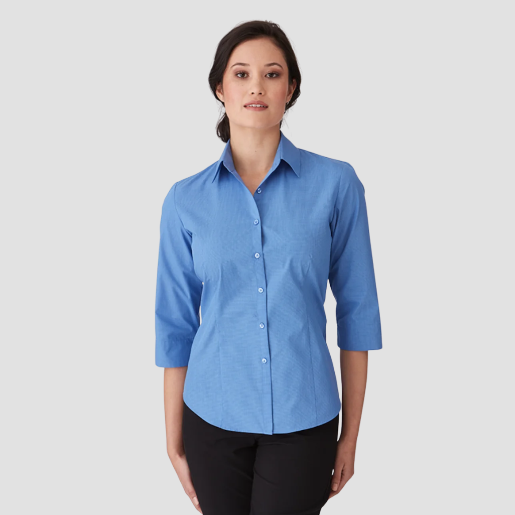 2121 - Womens City Collection Micro Check 3/4 sleeve shirt