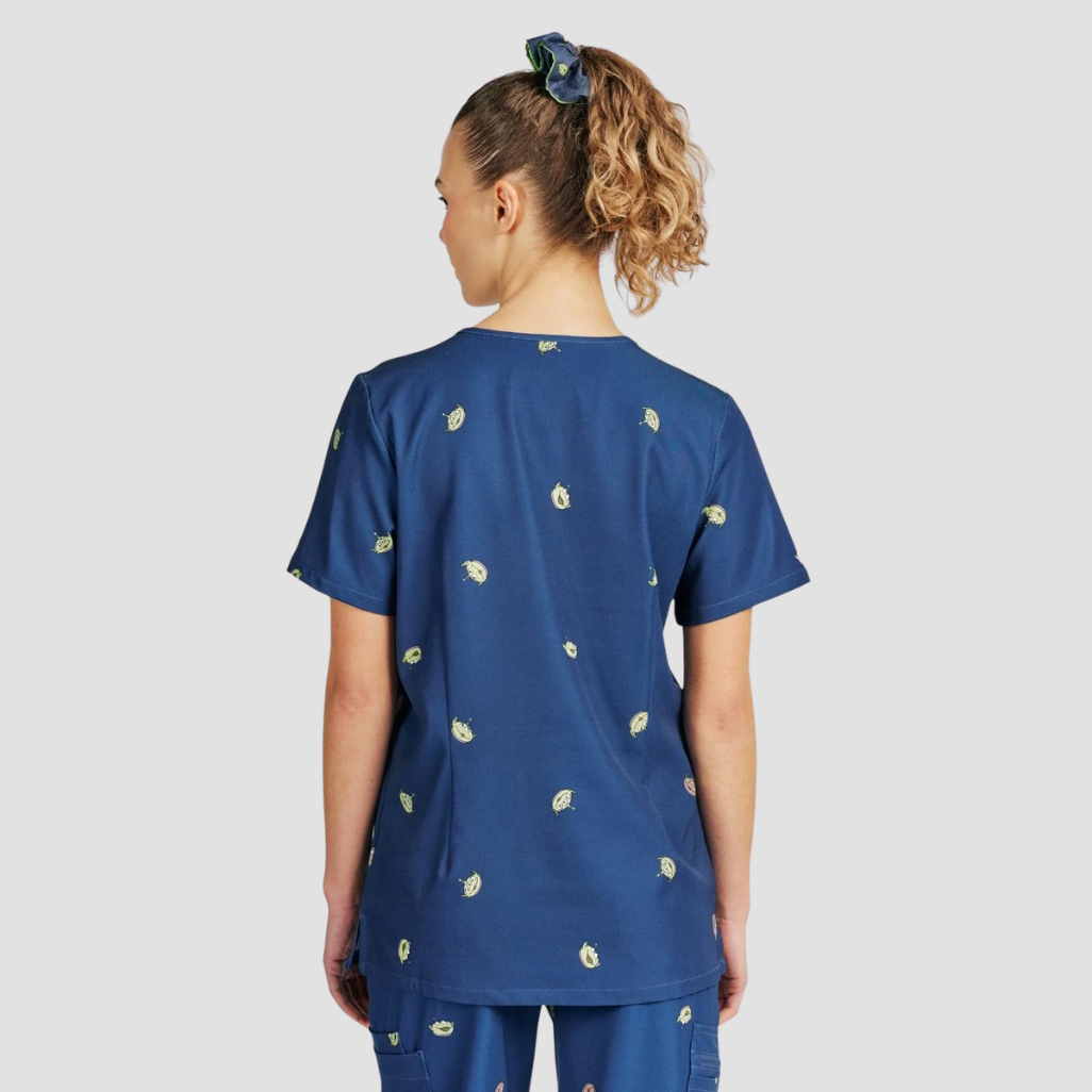 Womens Dr Woof Disney &amp; Pixar’s Toy Story Little Green Men Scrub Top