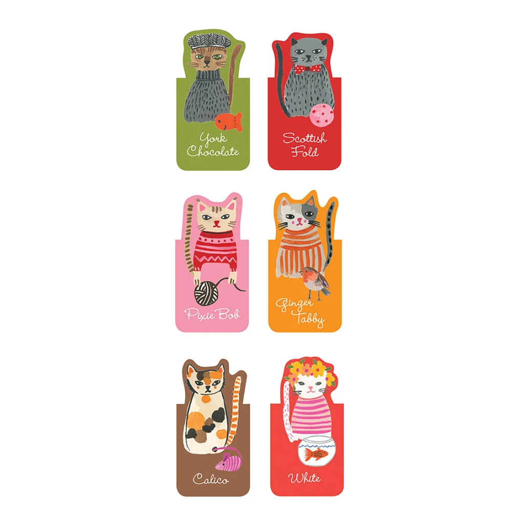 Galison Cool Cats Magnetic Bookmarks 6pcs Set Multi-Coloured