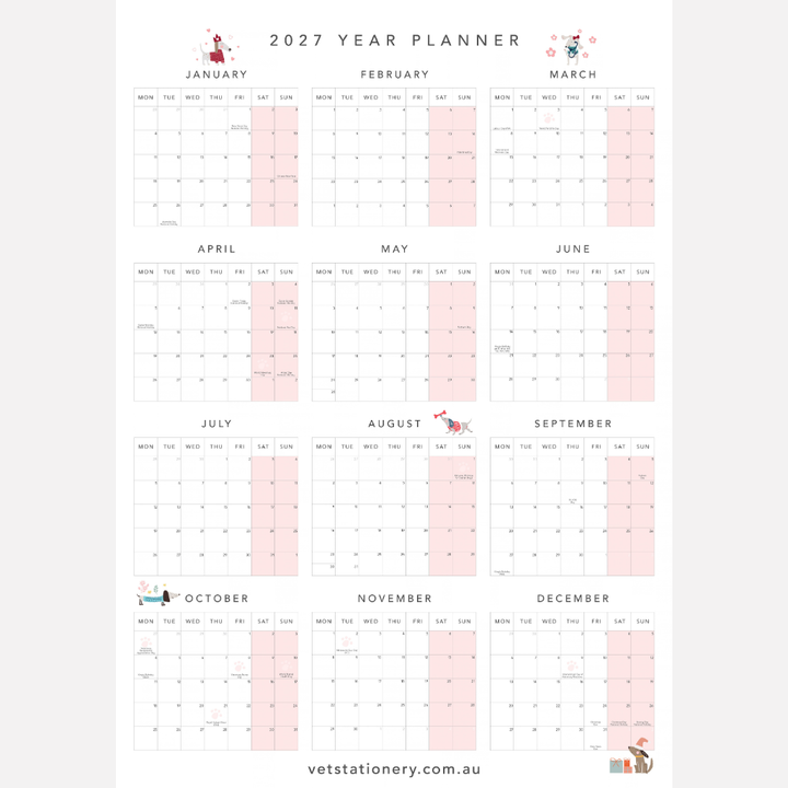 2027 Year Planner - Wall Calendar