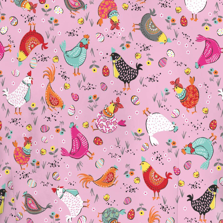 Womens Printed Scrub Top - Hen House - XXS