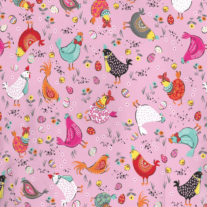 Womens Printed Scrub Top - Hen House - XXS