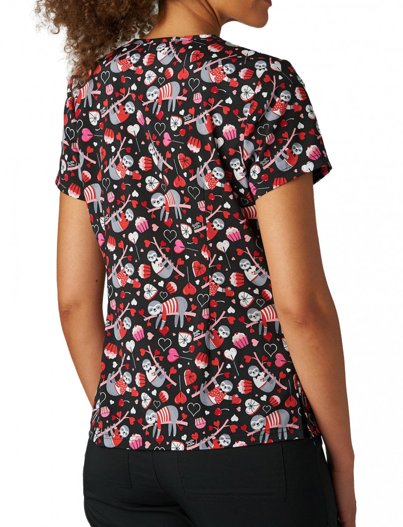 Koi Womens Printed Scrub Top - Sloths Kind Of Love