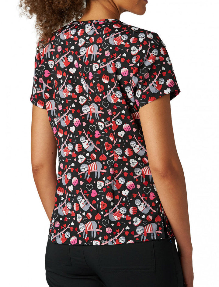 Koi Womens Printed Scrub Top - Sloths Kind Of Love