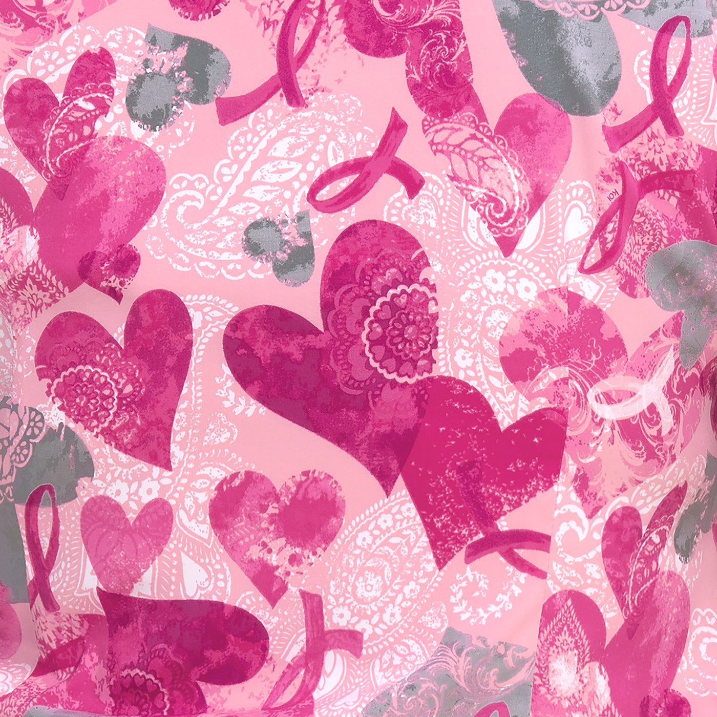 Koi Basics - Womens Printed Scrub Top - Paisley Hearts