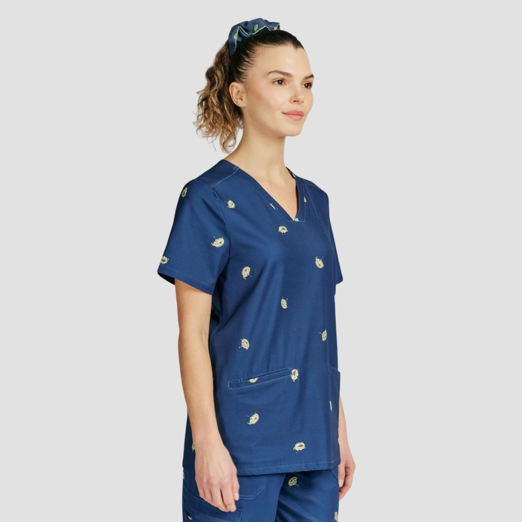 Womens Dr Woof Disney &amp; Pixar’s Toy Story Little Green Men Scrub Top