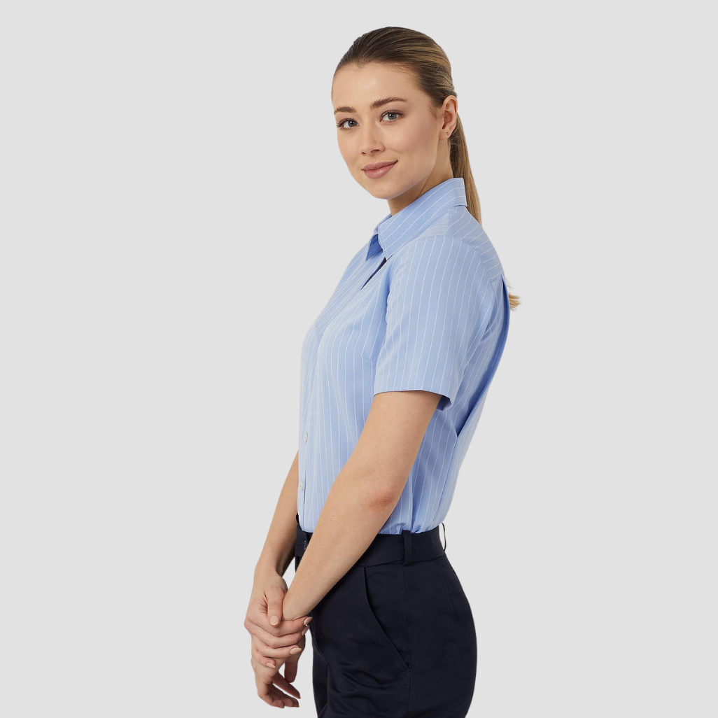 CAT48E - Womens NNT Poly Print Short Sleeve Action Back Shirt
