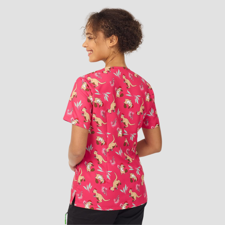 CATL1K - Womens NNT Native Xmas Print Scrub Top