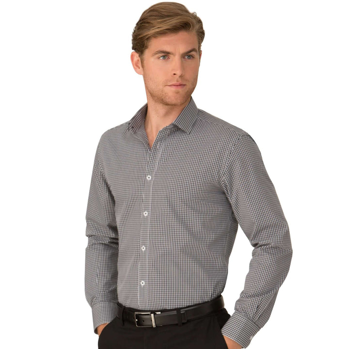4263 - Mens City Collection So Ezy Checkered Long Sleeve Shirt  WHOLESALE