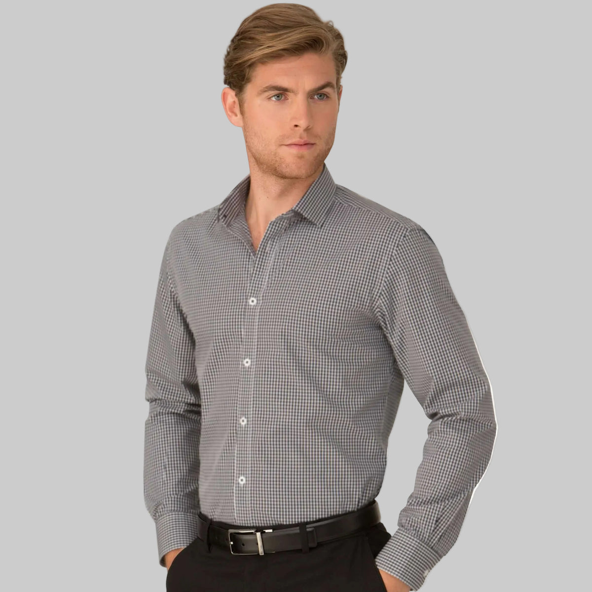 4263 - Mens City Collection So Ezy Checkered Long Sleeve Shirt
