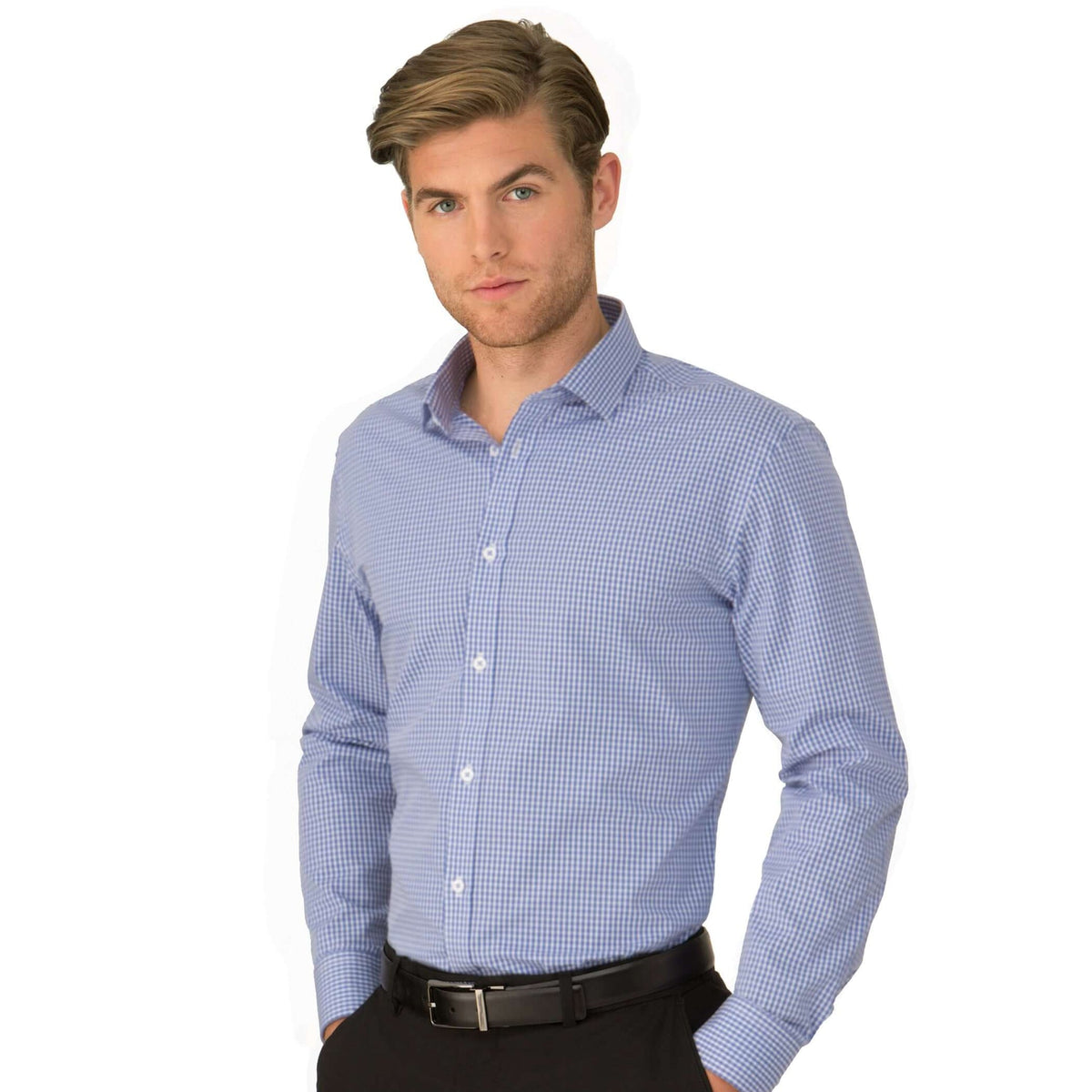4263 - Mens City Collection So Ezy Checkered Long Sleeve Shirt  WHOLESALE