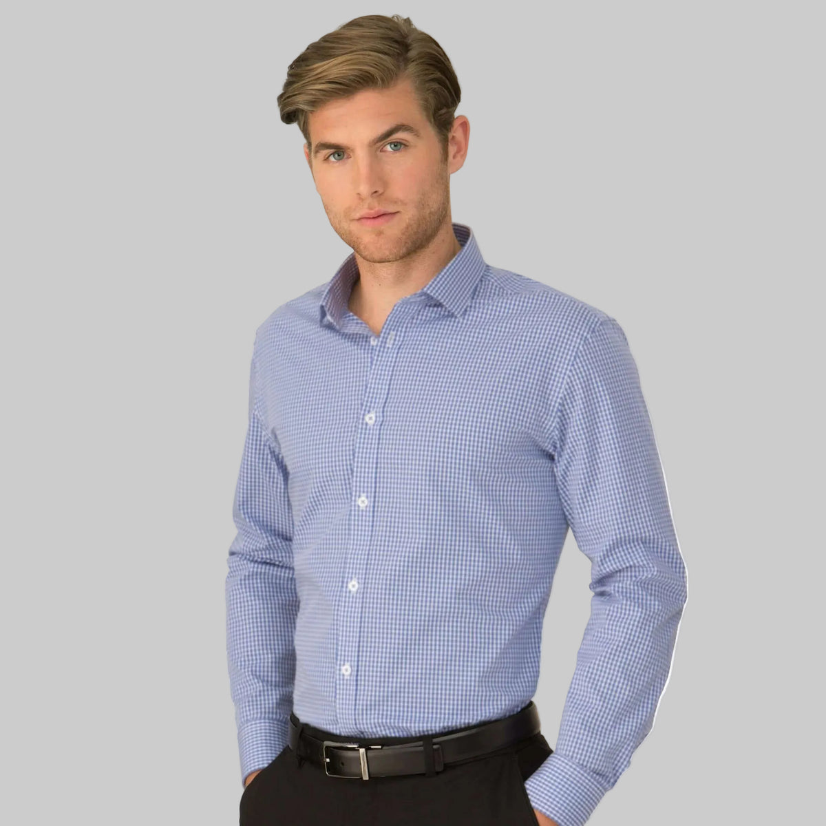 4263 - Mens City Collection So Ezy Checkered Long Sleeve Shirt