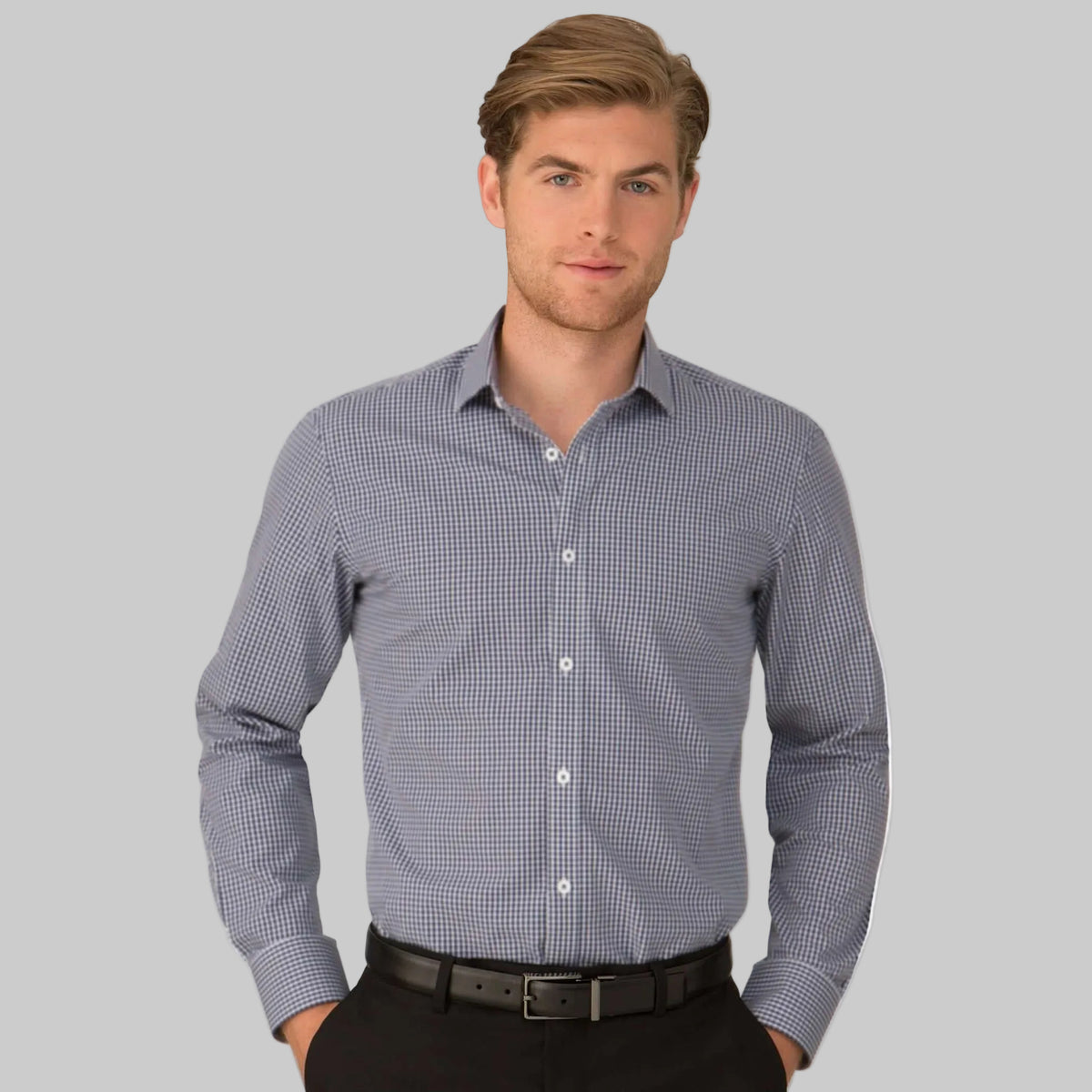 4263 - Mens City Collection So Ezy Checkered Long Sleeve Shirt