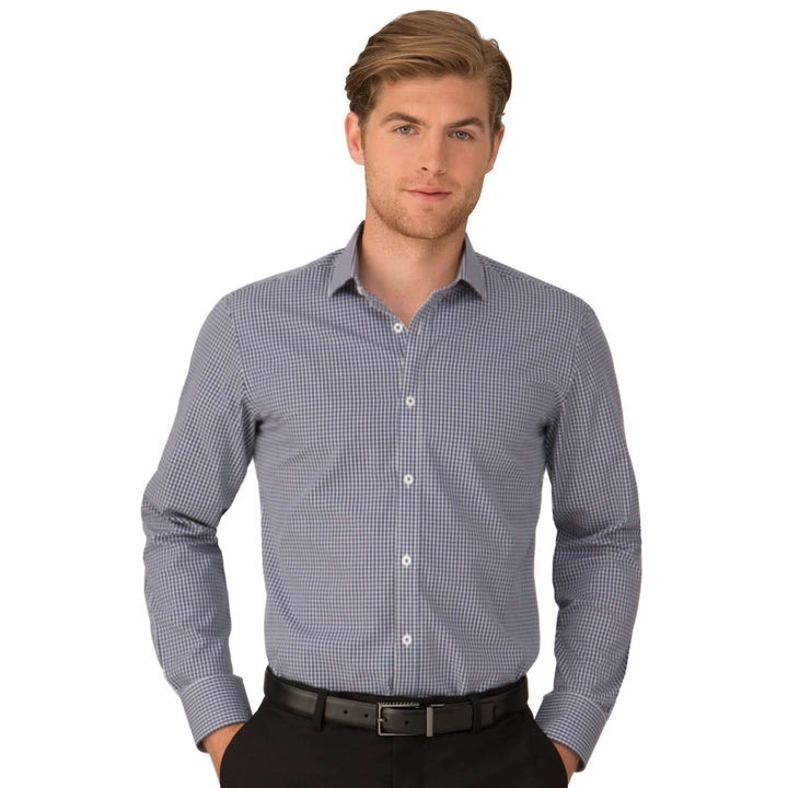 4263 - Mens City Collection So Ezy Checkered Long Sleeve Shirt