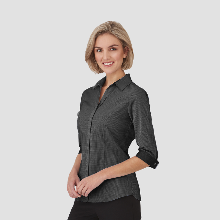 2444 - Womens City Collection Pippa Check 3/4 Sleeve Top