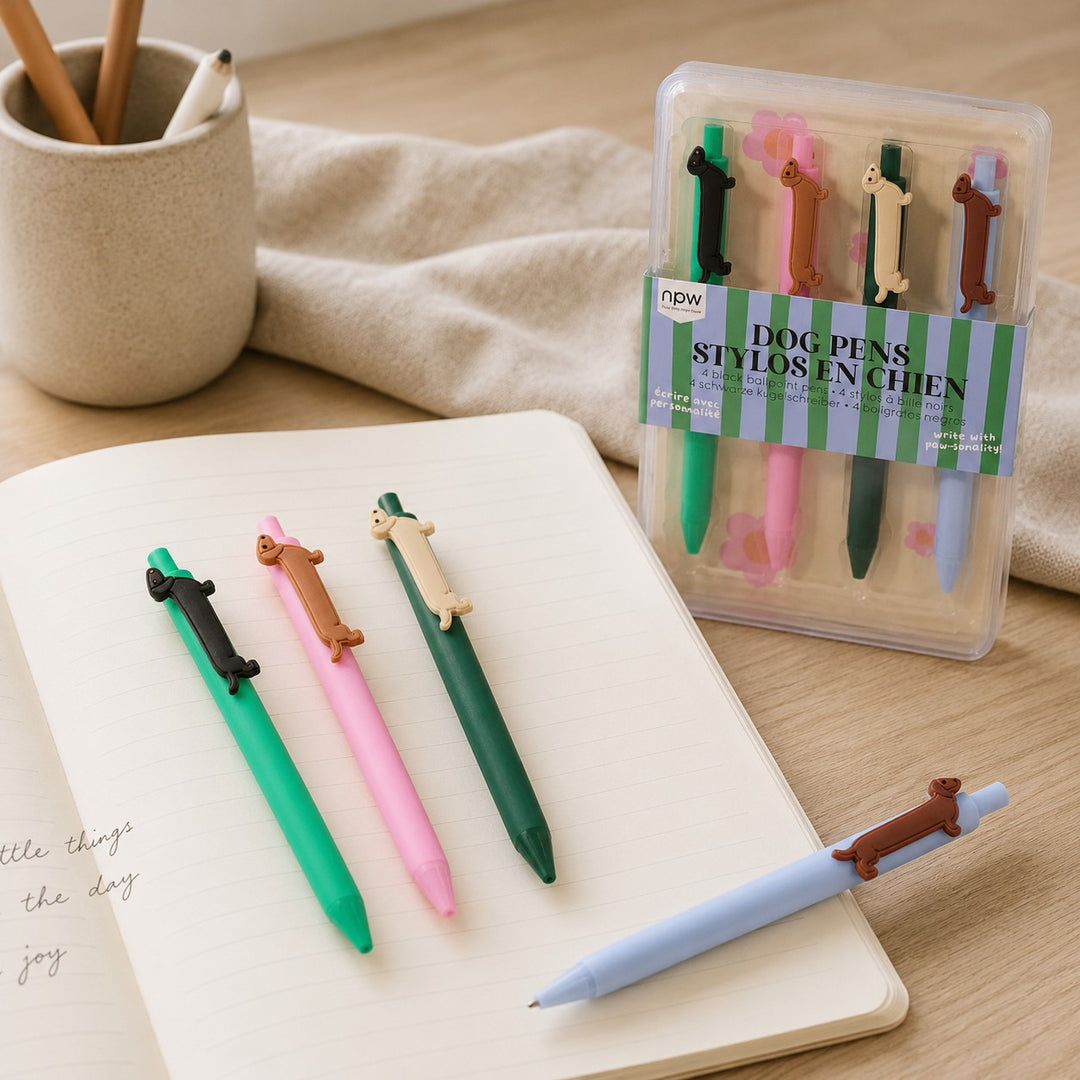 Dog Icon Pens-Set of 4 Multi-Coloured