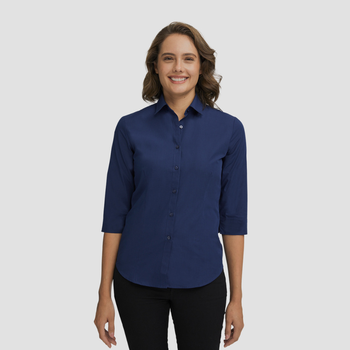 2121 - Womens City Collection Micro Check 3/4 sleeve shirt