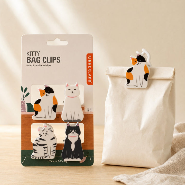 Kikkerland Kitty Bag Clips 4pcs Set Multi-Coloured