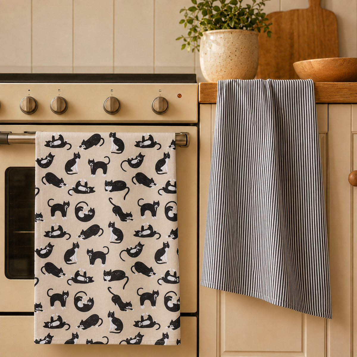 Whiskers Tea Towel 2pcs Set Multi-Coloured