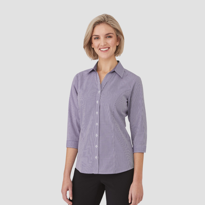 2444 - Womens City Collection Pippa Check 3/4 Sleeve Top
