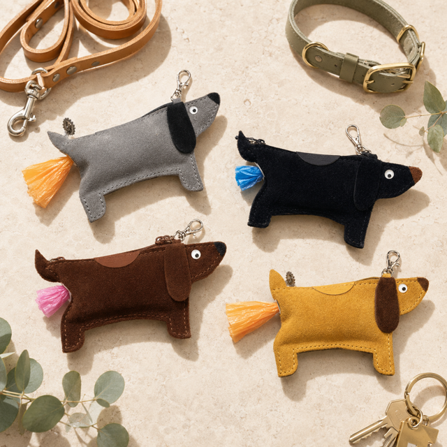 Suede Dachsund Doggy-do bag holder - Brown