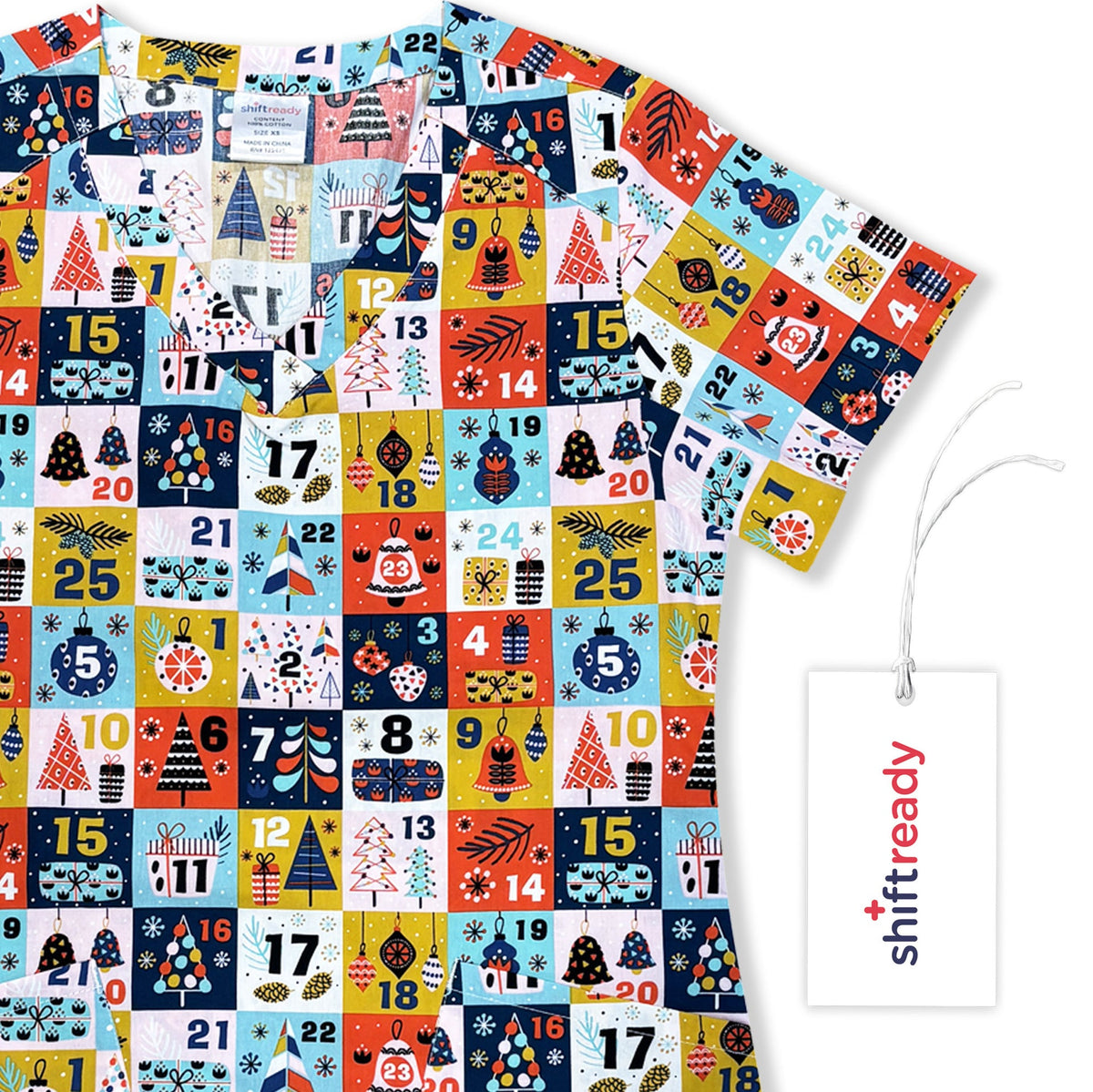 Shiftready Christmas Scrub Top - Advent Calendar