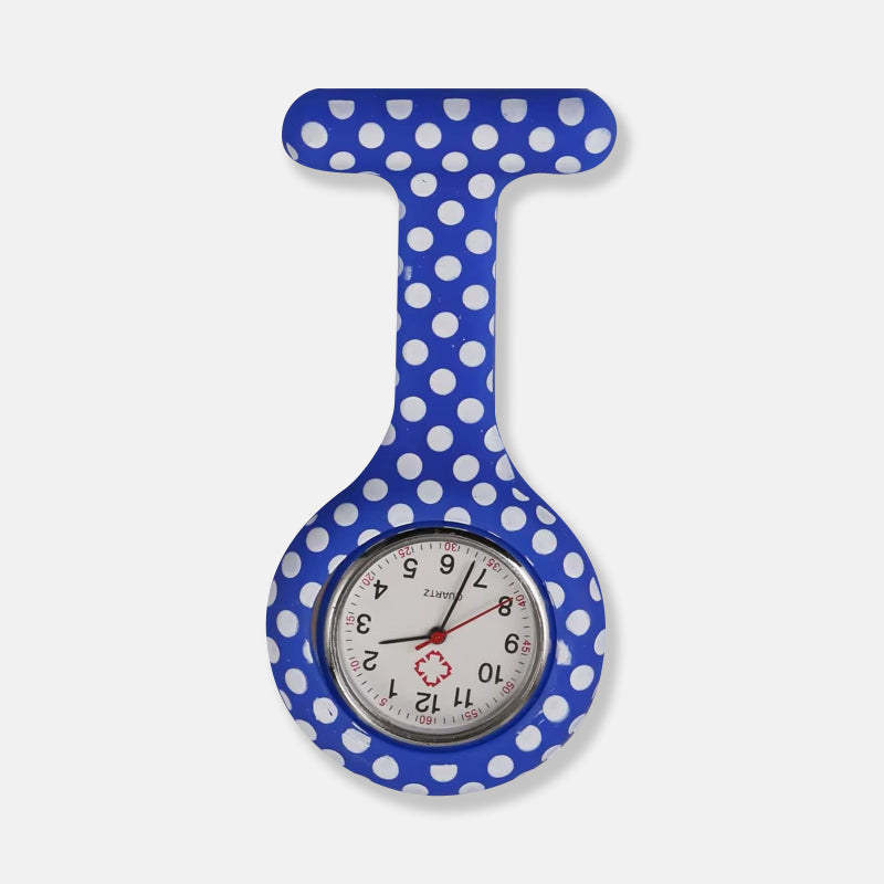 Silicone FOB Watch - Blue/White Polka Dots