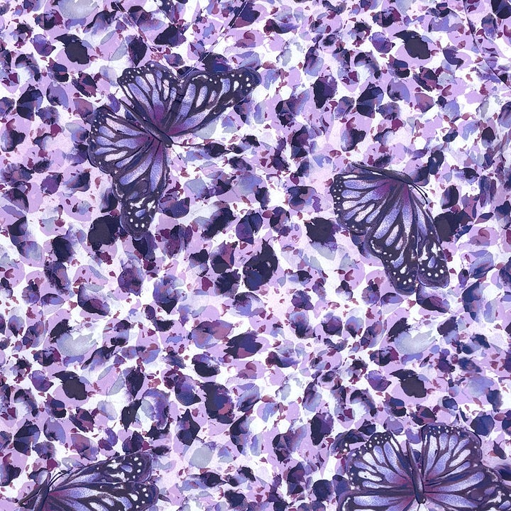 Womens Koi Printed Scrub Top - Butterfly French Lavender - XXS | XS