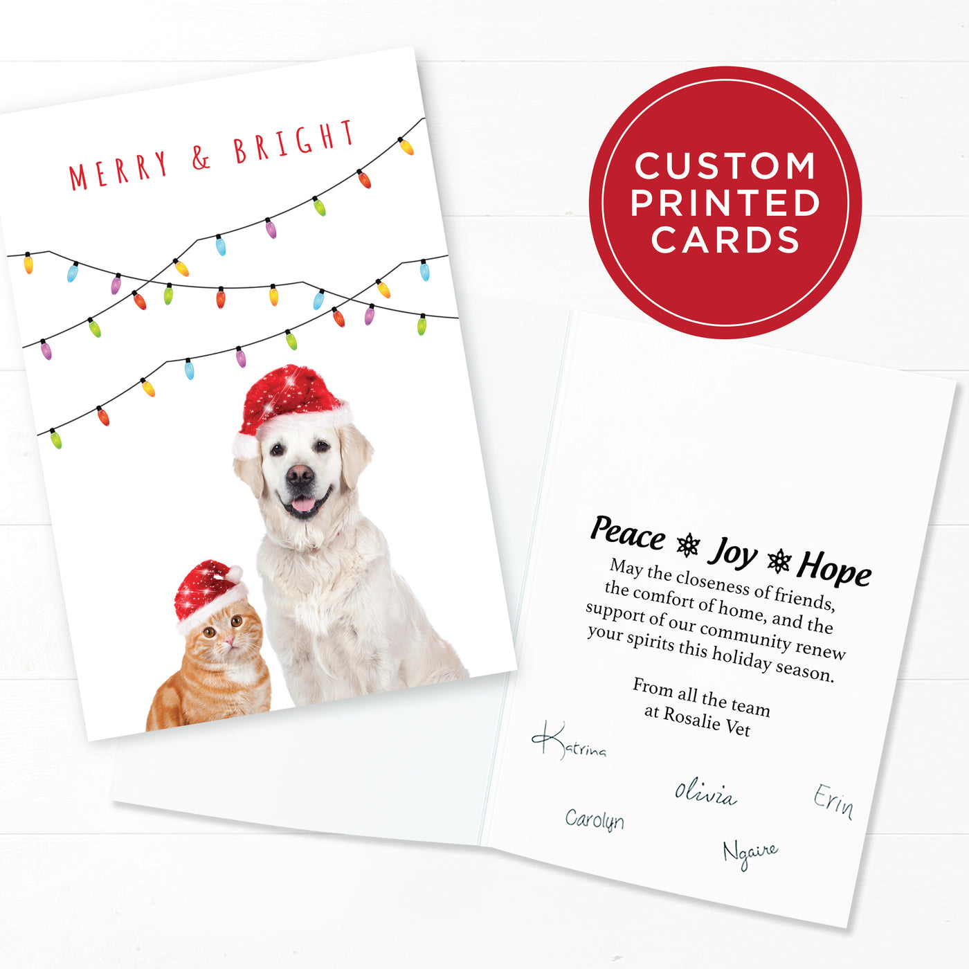 Custom Printed Christmas Card Packs - Merry & Bright