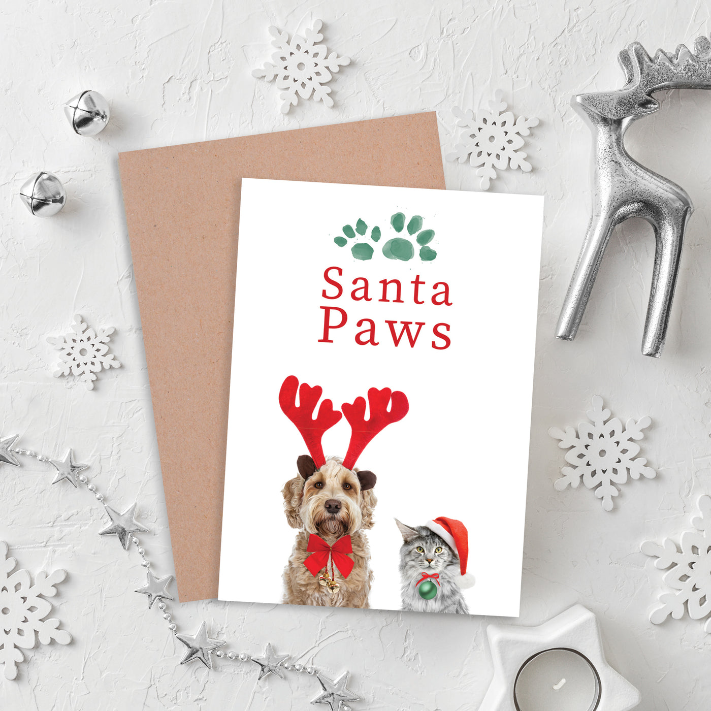 Blank Christmas Card - Santa Paws