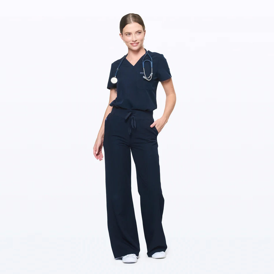 Womens Dr Woof High-Waisted Flare Scrub Pants