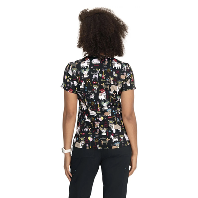 Womens Printed Scrub Top -  Fancy Party