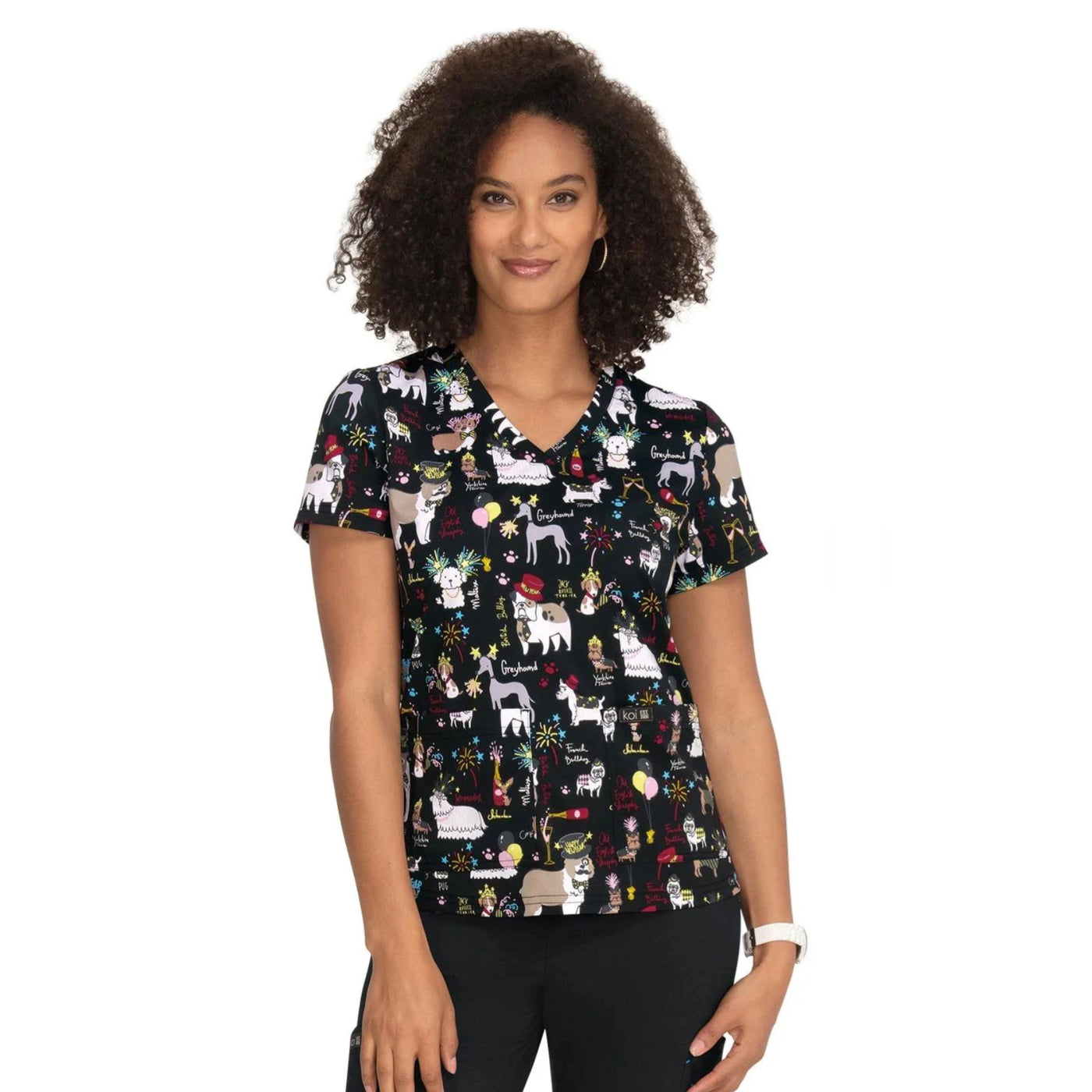 Womens Printed Scrub Top -  Fancy Party